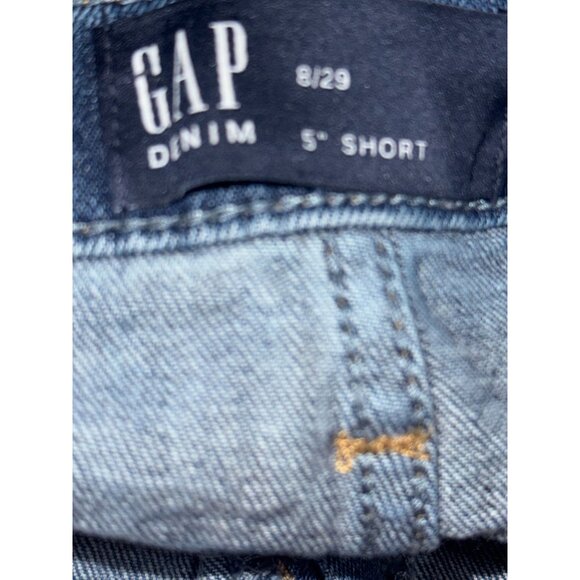 Gap Denim 5" Short Distressed Womens Jean Shorts 8/29 Blue Mid-Rise Casual Summe - Picture 2 of 8
